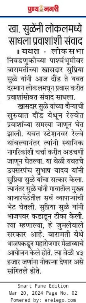 खासदार सुळे यांनी लोकलमध्ये साधला प्रवाशांशी संवाद