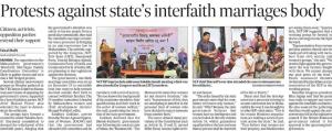 Proteste against states interfaith marriages body 