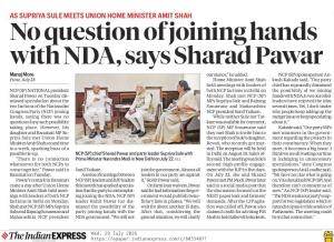 No question of joining hands with NDA, says Sharad Pawar
