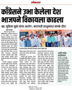 कॉंग्रेसने उभा केलेला देश भाजपने विकायला काढला - खासदार सुप्रिया सुळे  