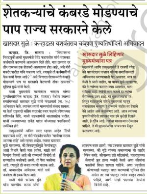 शेतकऱ्यांचे कंबरडे मोडण्याचे पाप राज्य सरकारने केले - खासदार सुळे: