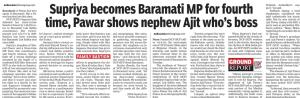 Supriya becomes Baramati MP for fourth time,Pawar shows nephew Ajit who's boss 