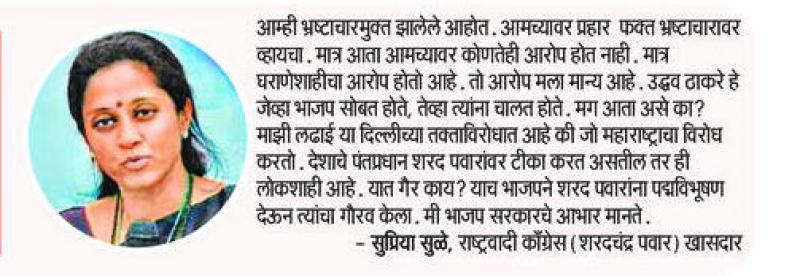 आम्ही भ्रष्टाचारमुक्त झालेले आहोत- खासदार सुप्रिया सुळे 