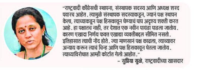 पक्ष हिसकावण्याचे काम अदृश्य शक्ती करत आहे- खासदार सुप्रिया सुळे 