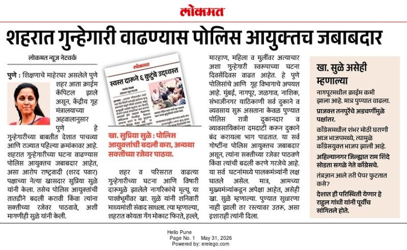 लोकमत शहरात गुन्हेगारी वाढण्यास पोलिस आयुक्तच जबाबदार