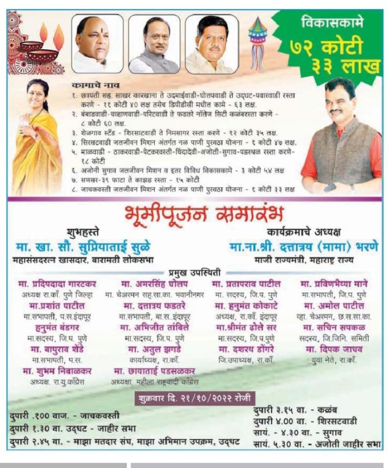 ७२ कोटी ३३ लाखांच्या विकासकामांचे भूमिपूजन 