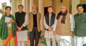 Mallikarjun Kharge, Rahul Gandhi, Sharad Pawar and Praful Patel